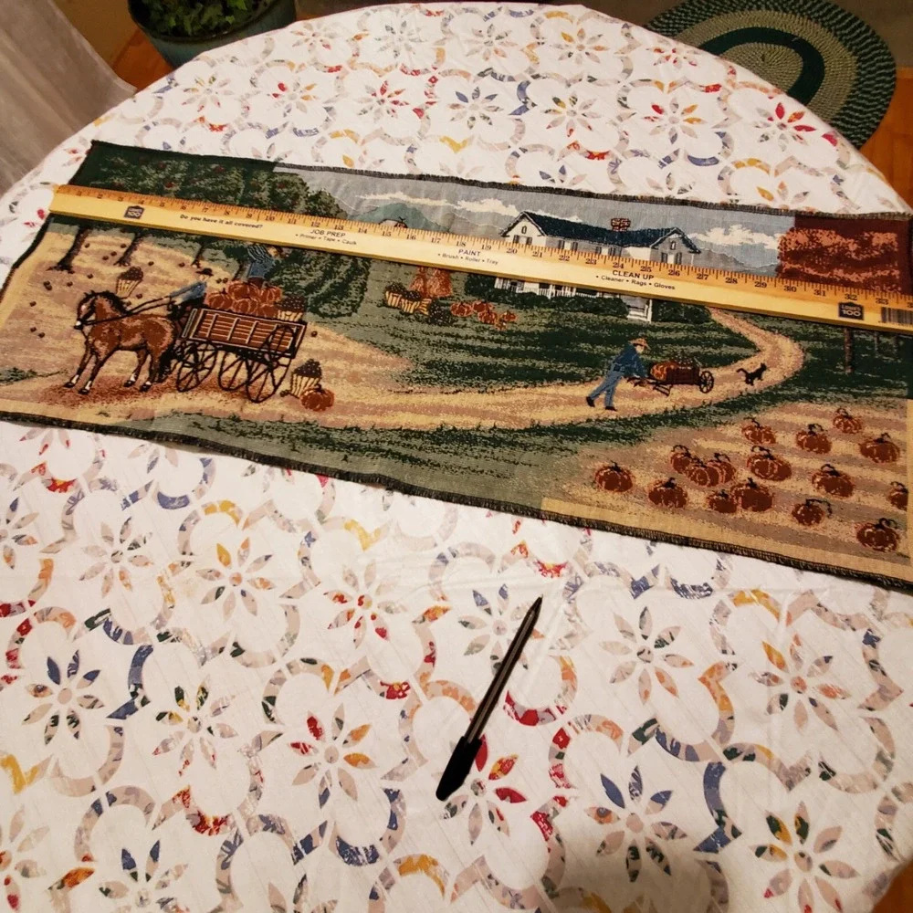 Vintage Woven Tapestry Country Scene 34